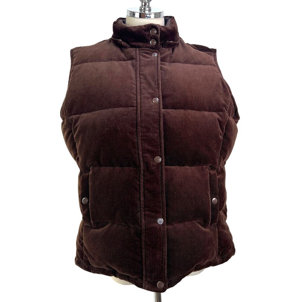 Vintage Y2K GAP Corduroy Down Puffer Vest Brown